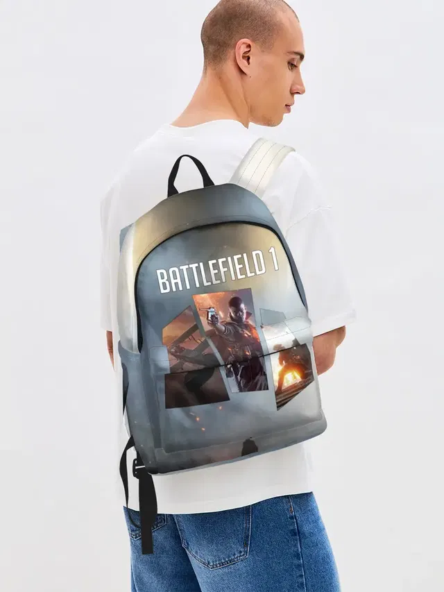 Джинсовый рюкзак с принтом «BATTLEFIELD — Battlefield 1»