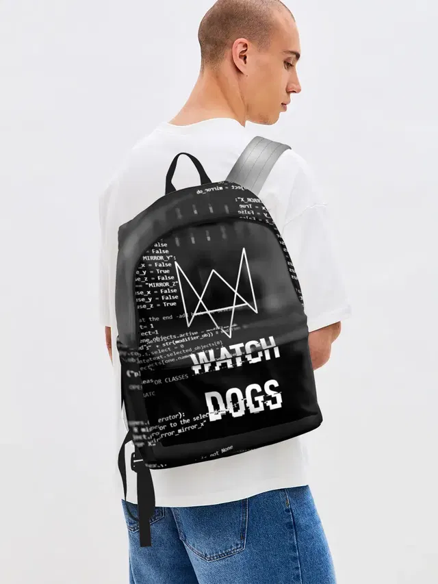 Джинсовый рюкзак с принтом «Watch Dogs 2 — Wath dogs 2 Хакер»