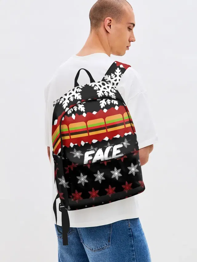 Джинсовый рюкзак с принтом «Face — Праздничный Face»