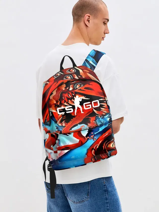 Джинсовый рюкзак с принтом «CS GO Hyper Beast»