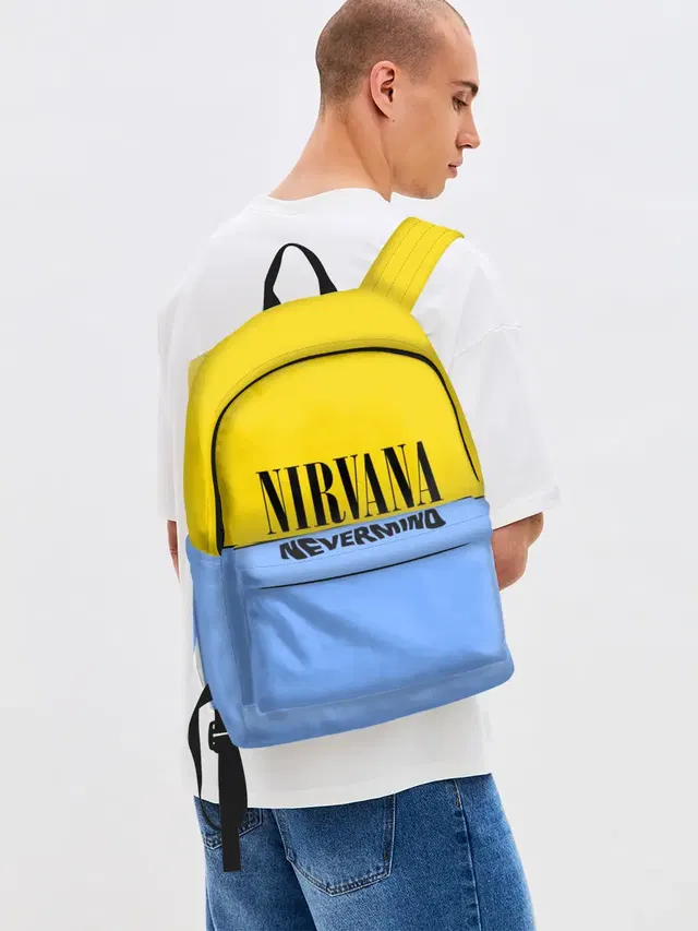 Джинсовый рюкзак с принтом «Nirvana nevermino»