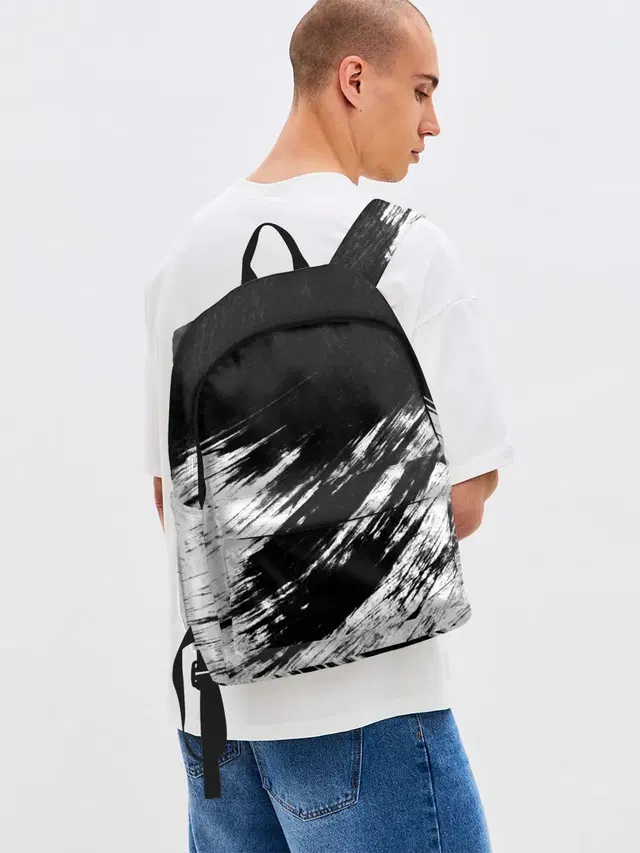 Джинсовый рюкзак с принтом «Абстракция — abstraction black&white»