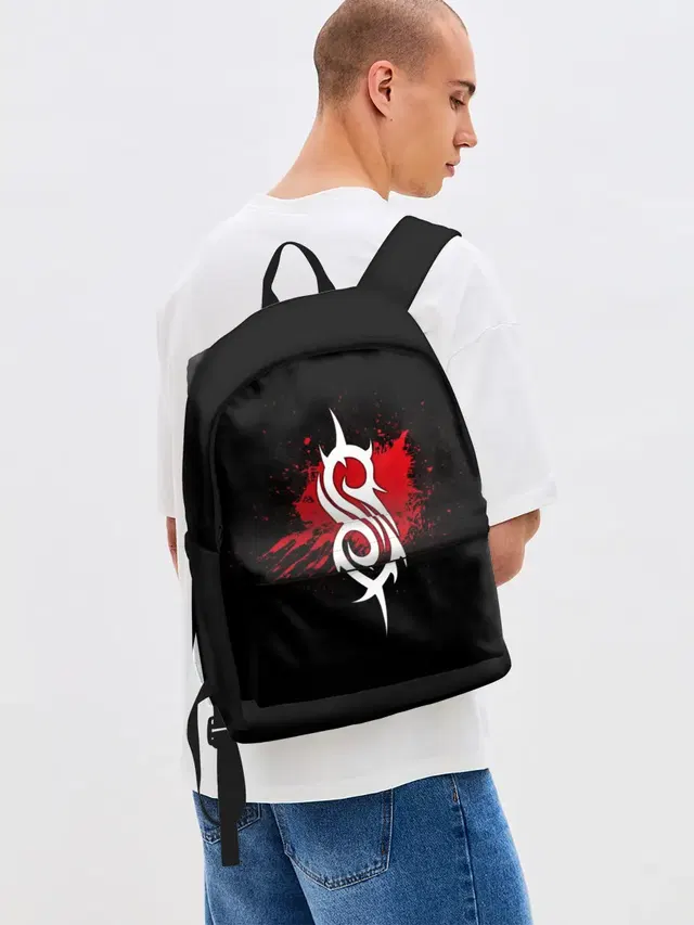 Джинсовый рюкзак с принтом «Slipknot logo»