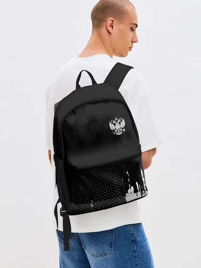 Джинсовый рюкзак с принтом «Russia black collection»