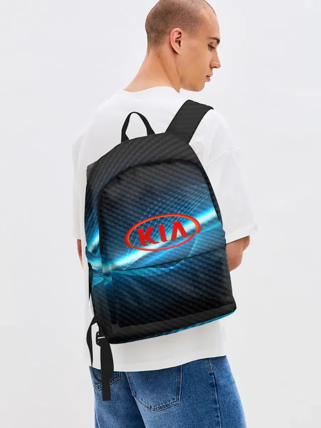Джинсовый рюкзак с принтом «KIA machine motor XXI»