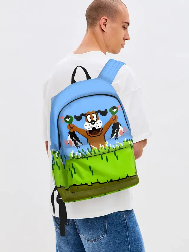Джинсовый рюкзак с принтом «Тетрис и денди — Duck Hunt»