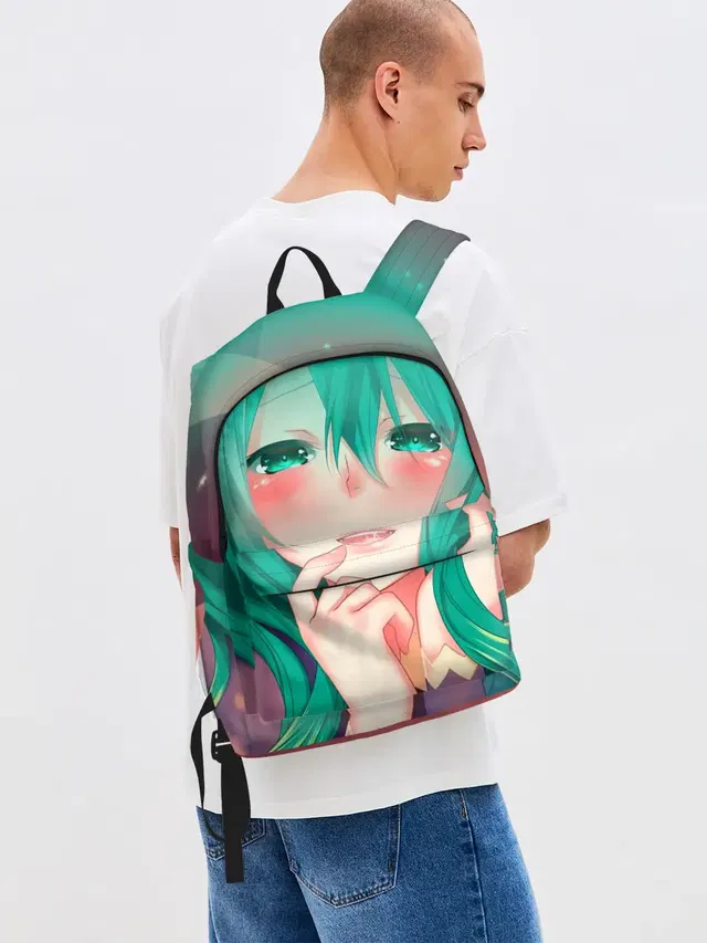 Джинсовый рюкзак с принтом «Miku Ahegao»
