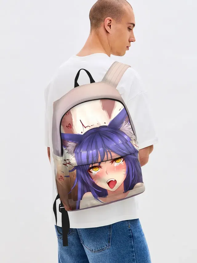 Джинсовый рюкзак с принтом «Ahegao — Язык»