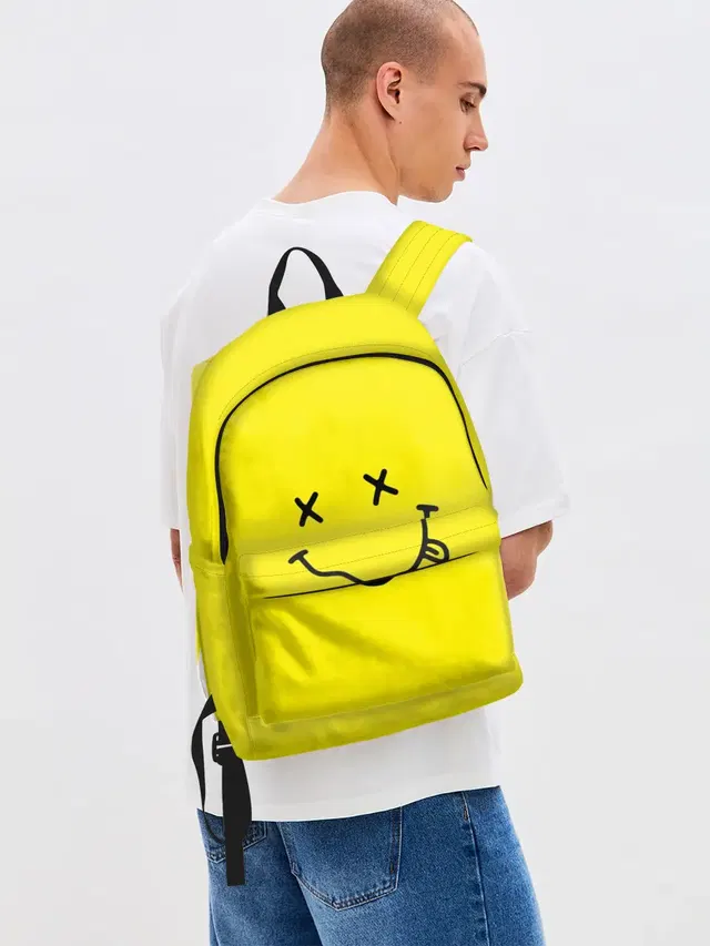 Джинсовый рюкзак с принтом «Nirvana smiley face»