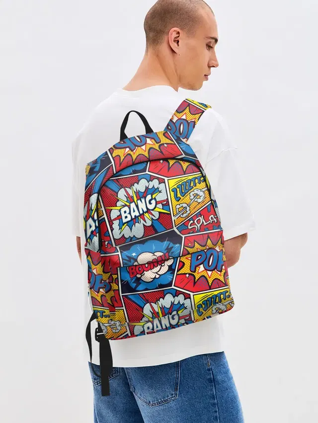 Джинсовый рюкзак с принтом «Pop Art — Pop art pattern»
