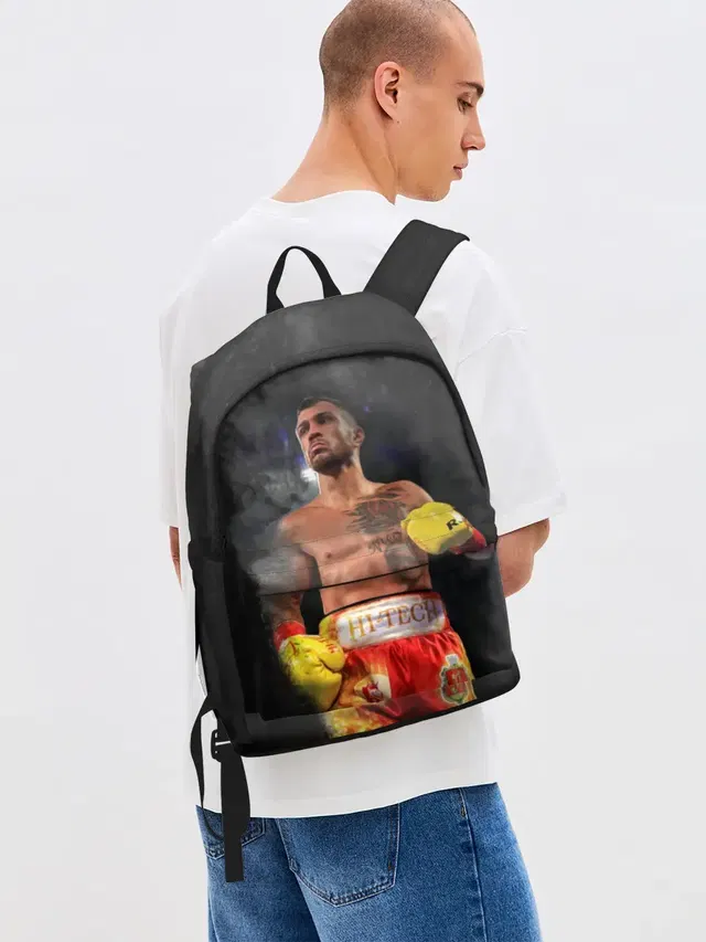 Джинсовый рюкзак с принтом «Бокс — Vasyl Lomachenko_2»