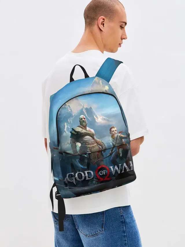 Джинсовый рюкзак с принтом «God of war»