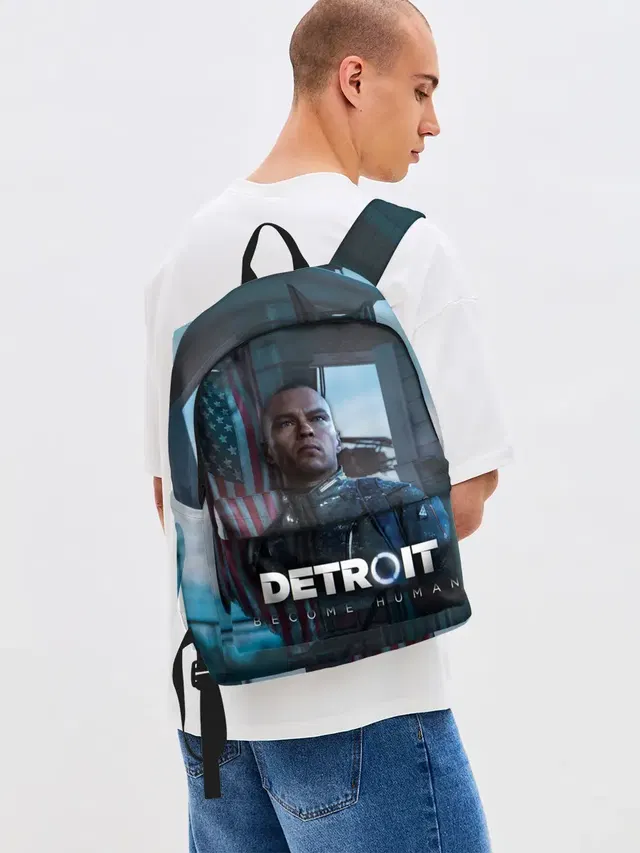 Джинсовый рюкзак с принтом «Detroit: Become Human - Markus»