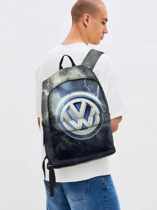 Джинсовый рюкзак с принтом «Volkswagen — Логотип Wolksvagen»