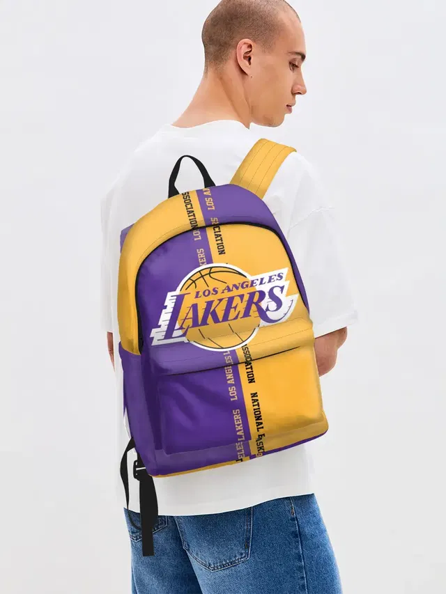Джинсовый рюкзак с принтом «Лейкерс — Los angeles lakers. NBA»
