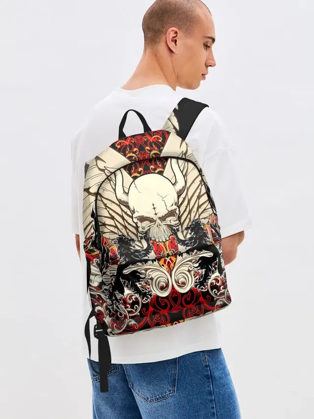 Джинсовый рюкзак с принтом «Vintage Skull Art v2»