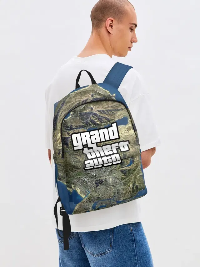Джинсовый рюкзак с принтом «GTA»