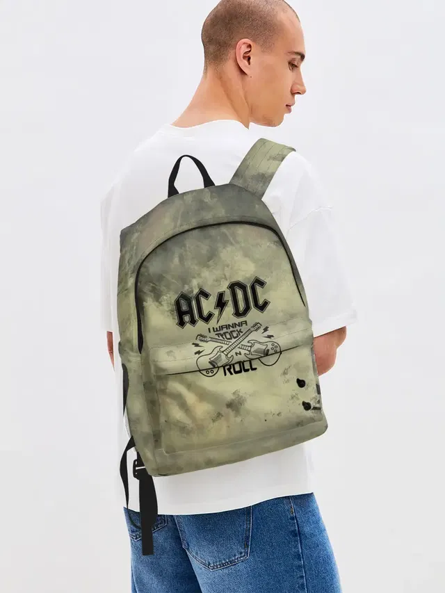 Джинсовый рюкзак с принтом «AC/DC»