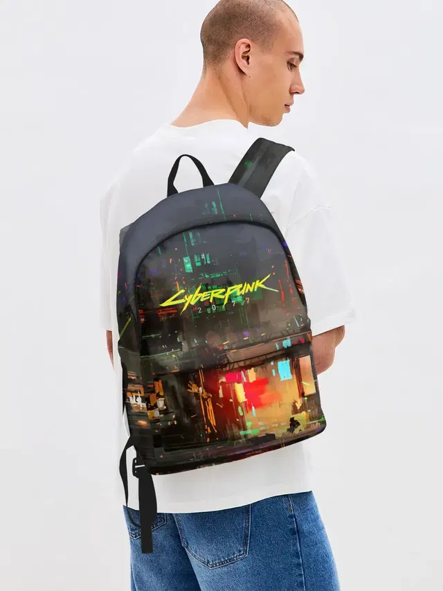 Джинсовый рюкзак с принтом «Cyberpunk 2077»