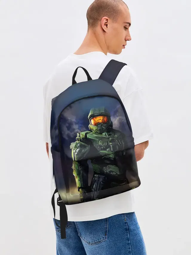 Джинсовый рюкзак с принтом «Halo»