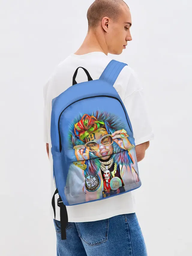Джинсовый рюкзак с принтом «6Ix9Ine Swag»