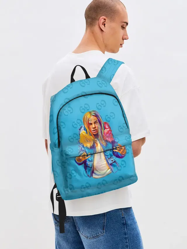 Джинсовый рюкзак с принтом «6Ix9Ine 69»