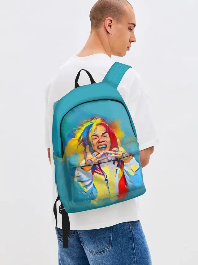 Джинсовый рюкзак с принтом «6Ix9Ine Paints»