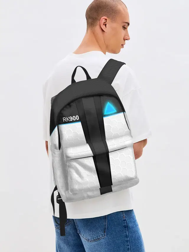 Джинсовый рюкзак с принтом «Rk900 Rk-900 RK 900 — RK 900 CONNOR — РК 900 КОННОР»