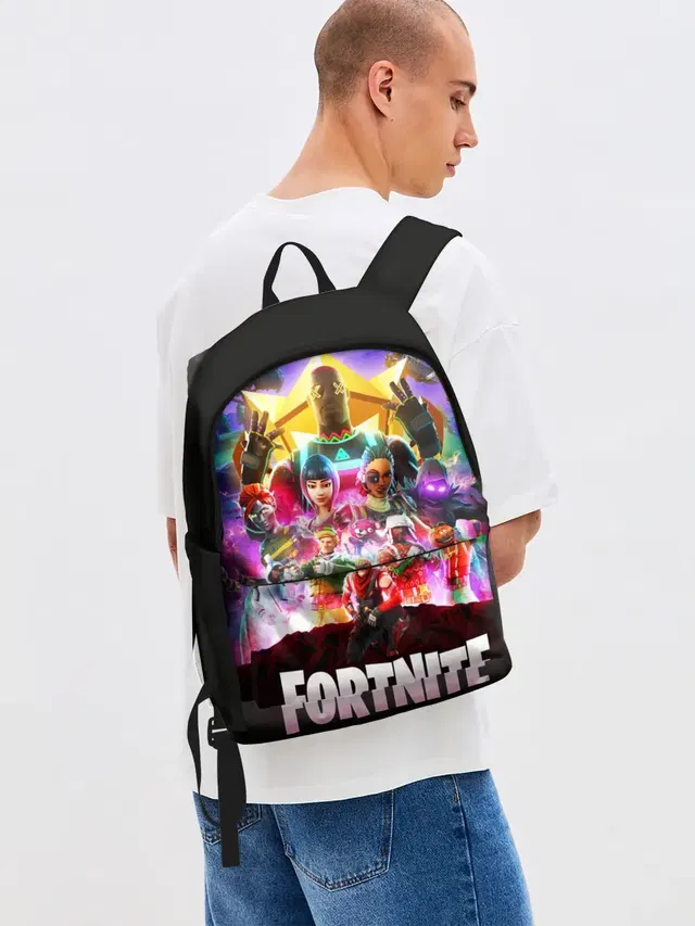Джинсовый рюкзак с принтом «Battle Bus — Fortnite Королевская Битва»