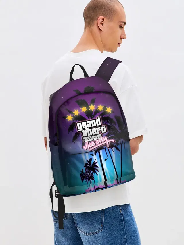 Джинсовый рюкзак с принтом «GTA — GTA Vice City»