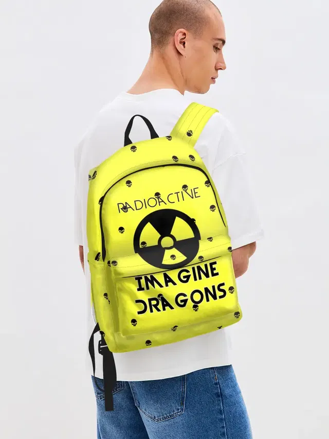 Джинсовый рюкзак с принтом «Imagine Dragons radioactive»