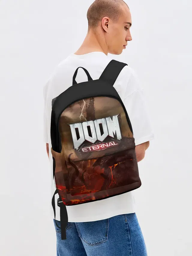 Джинсовый рюкзак с принтом «Дум — DOOM Eternal»
