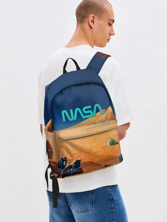 Джинсовый рюкзак с принтом «Retro — NASA on Mars»