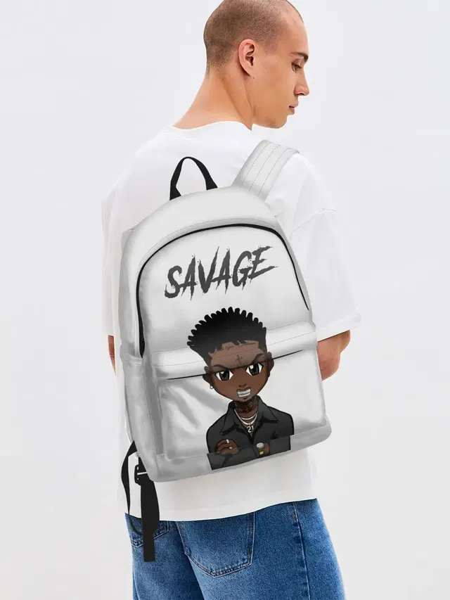 Джинсовый рюкзак с принтом «Зарубежные — 21 Savage»
