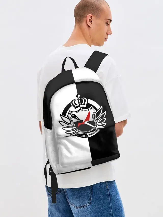 Джинсовый рюкзак с принтом «MONOKUMA SCHOOL с фоном»