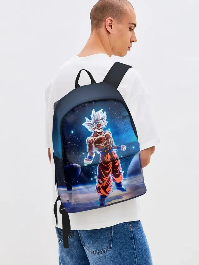 Джинсовый рюкзак с принтом «Goku on a planet»