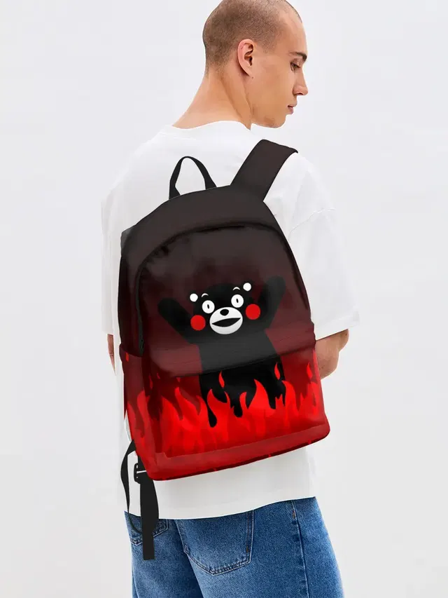 Джинсовый рюкзак с принтом «Кумамон — Kumamon горит»