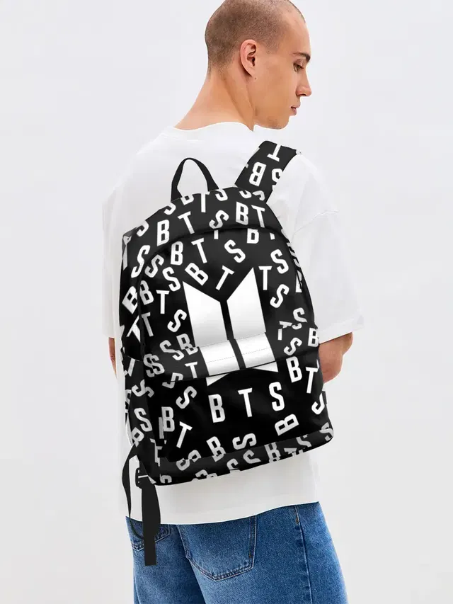 Джинсовый рюкзак с принтом «BTS»