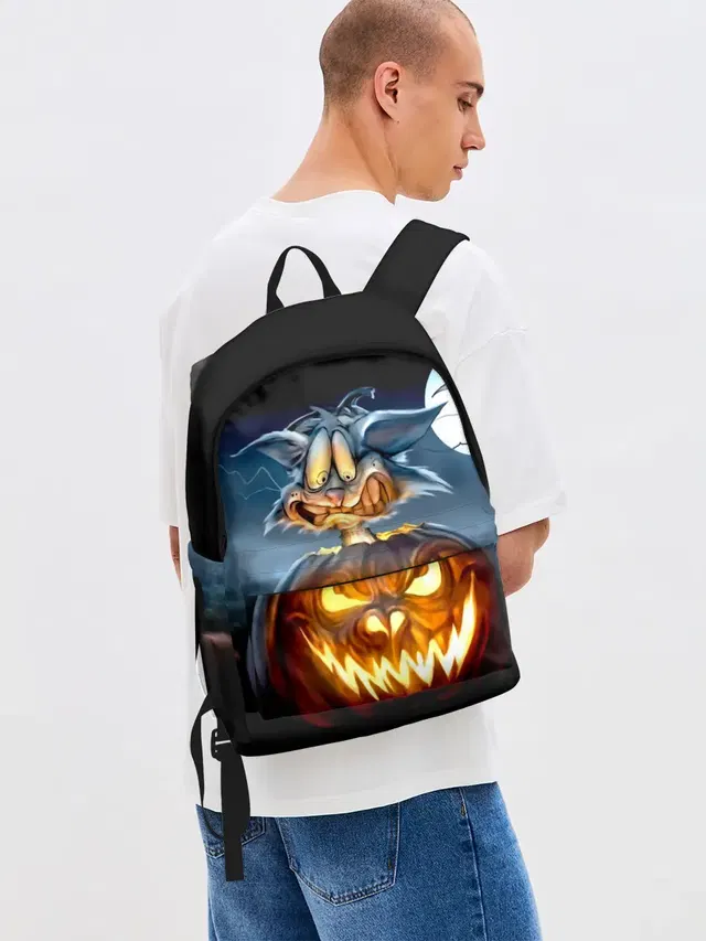 Джинсовый рюкзак с принтом «Пауки — Halloween»