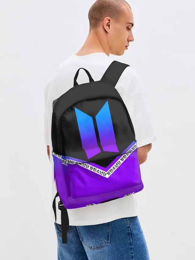 Джинсовый рюкзак с принтом «BTS»