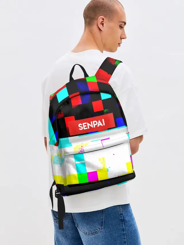 Джинсовый рюкзак с принтом «SENPAI»