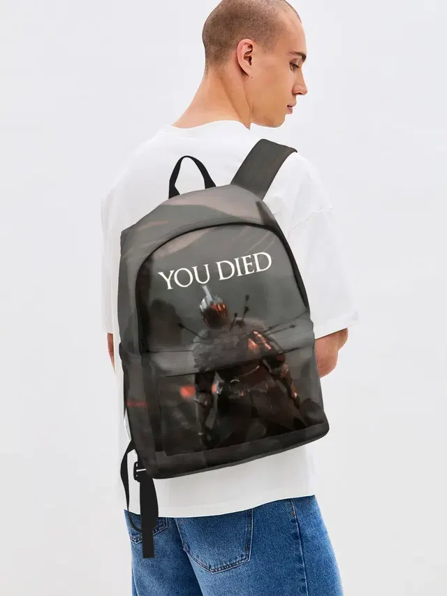 Джинсовый рюкзак с принтом «YOU Died»