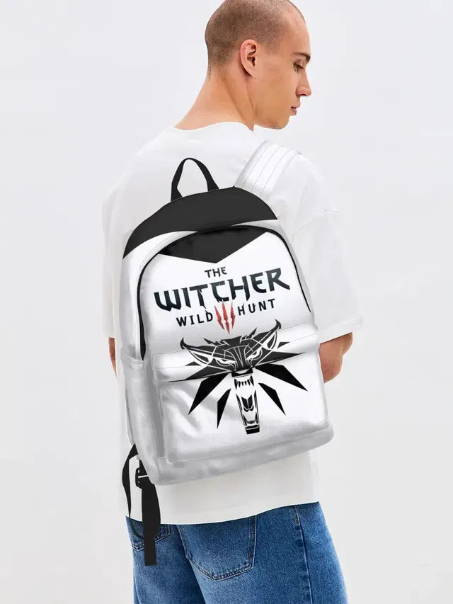 Джинсовый рюкзак с принтом «Wolf School Medallion — THE WITCHER 3: WILD HUNT»