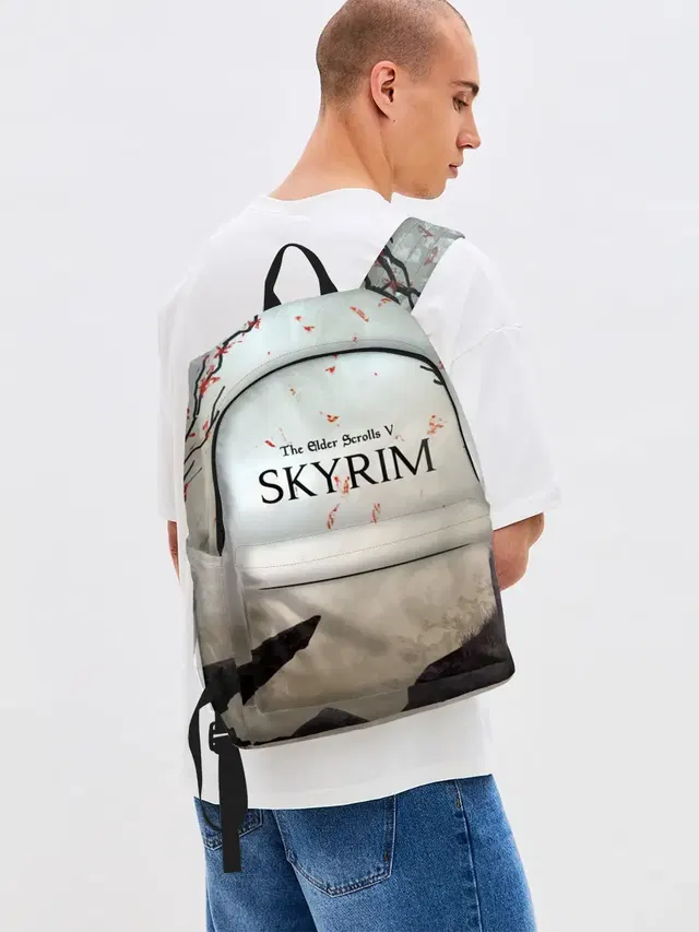 Джинсовый рюкзак с принтом «The Elder Scrolls — The Elder Scrolls SKYRIM 5»
