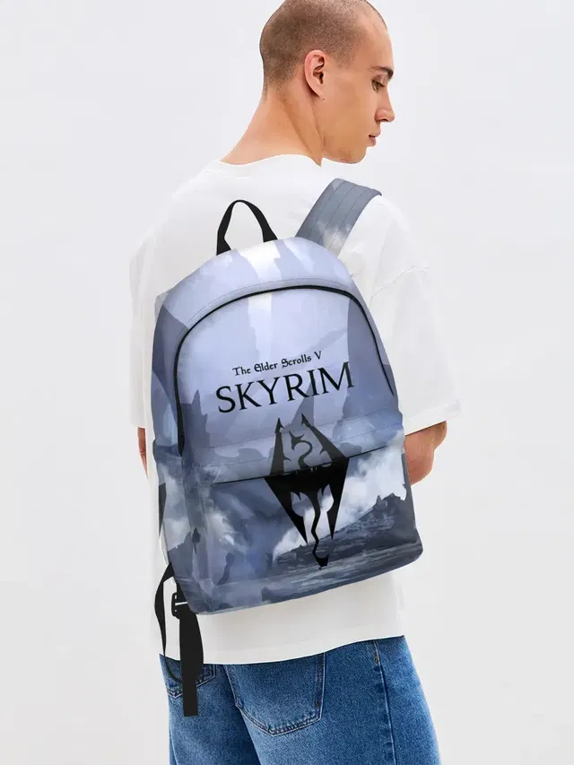 Джинсовый рюкзак с принтом «The Elder Scrolls — THE ELDER SCROLLS 5 SKYRIM»