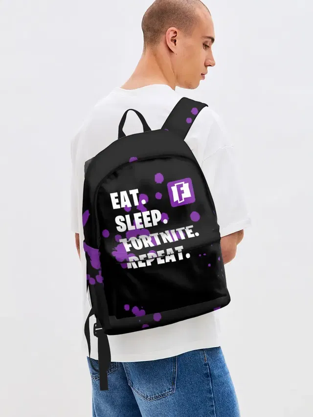 Джинсовый рюкзак с принтом «Eat Sleep Fortnite Repeat»