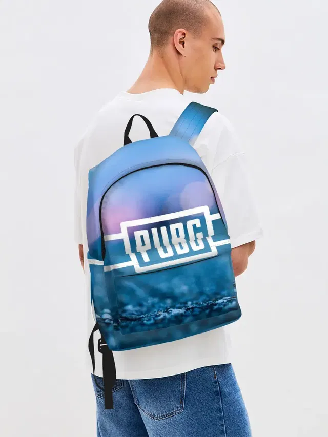 Джинсовый рюкзак с принтом «PUBG light — PUBG light blue»