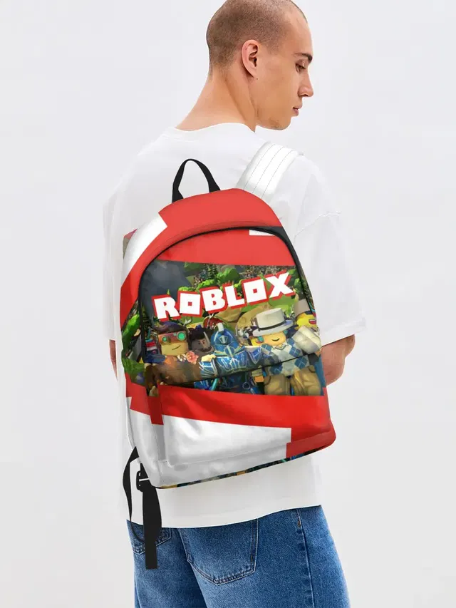 Джинсовый рюкзак с принтом «Роблокс»