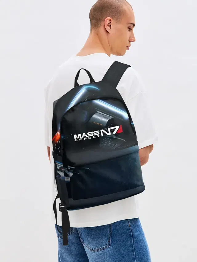 Джинсовый рюкзак с принтом «Mass Effect — MASS EFFECT N7»