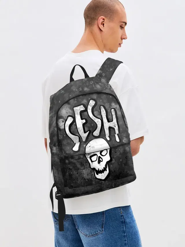 Джинсовый рюкзак с принтом «Bones — SESH Team»